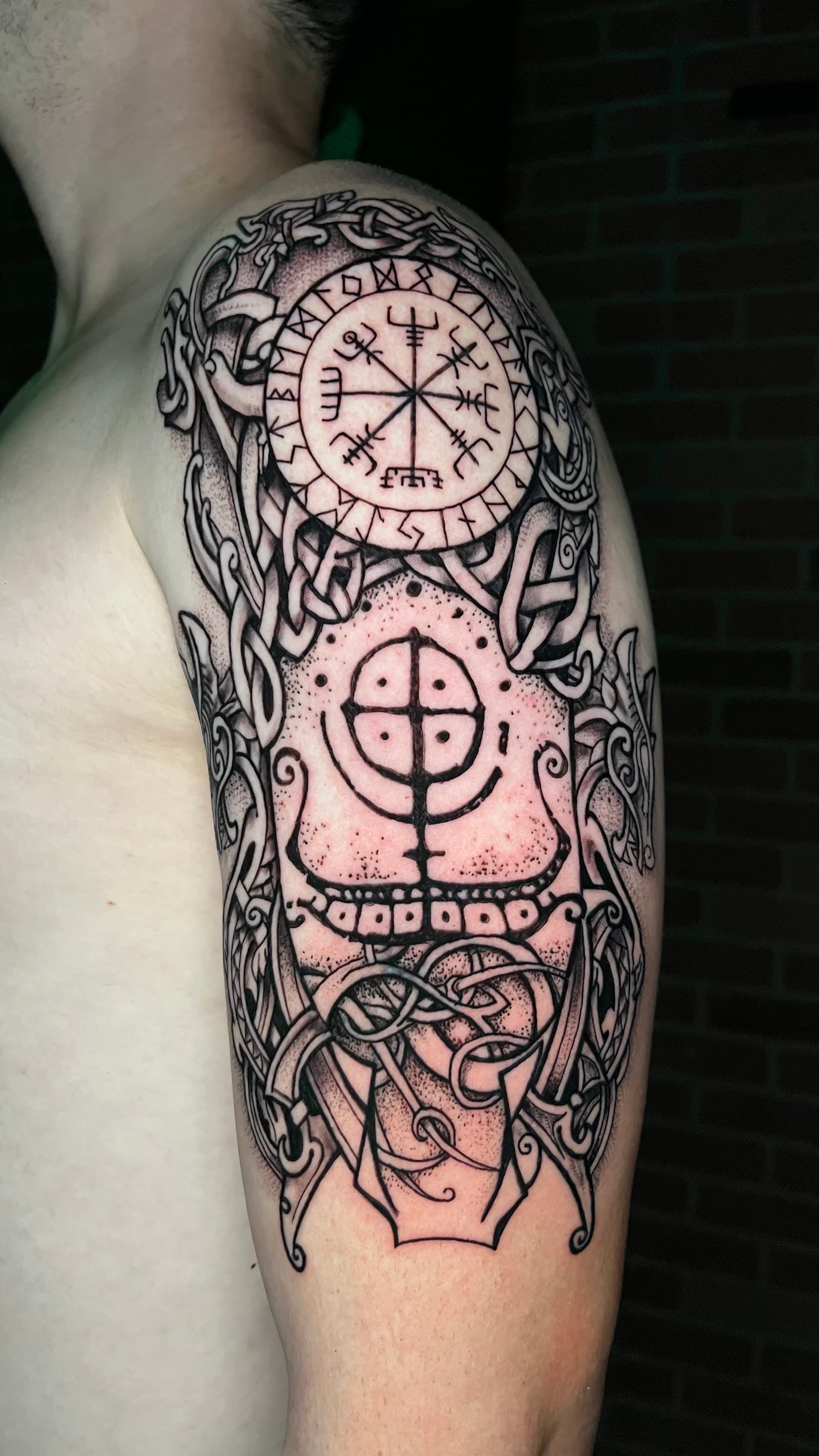 Nordic runic ornamental shoulder piece