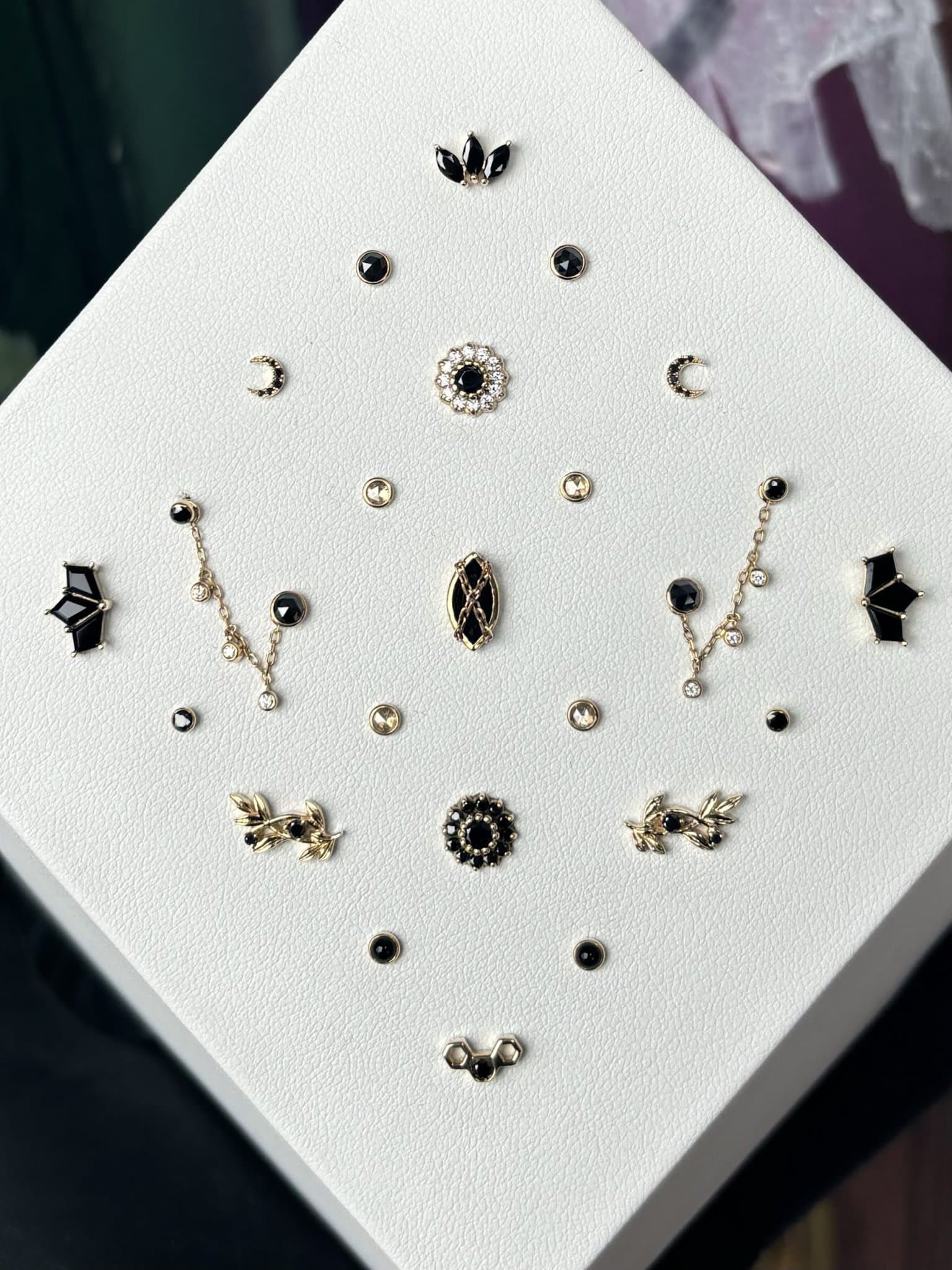 Piercing jewelry display case at Las Vegas Tattoo Co.