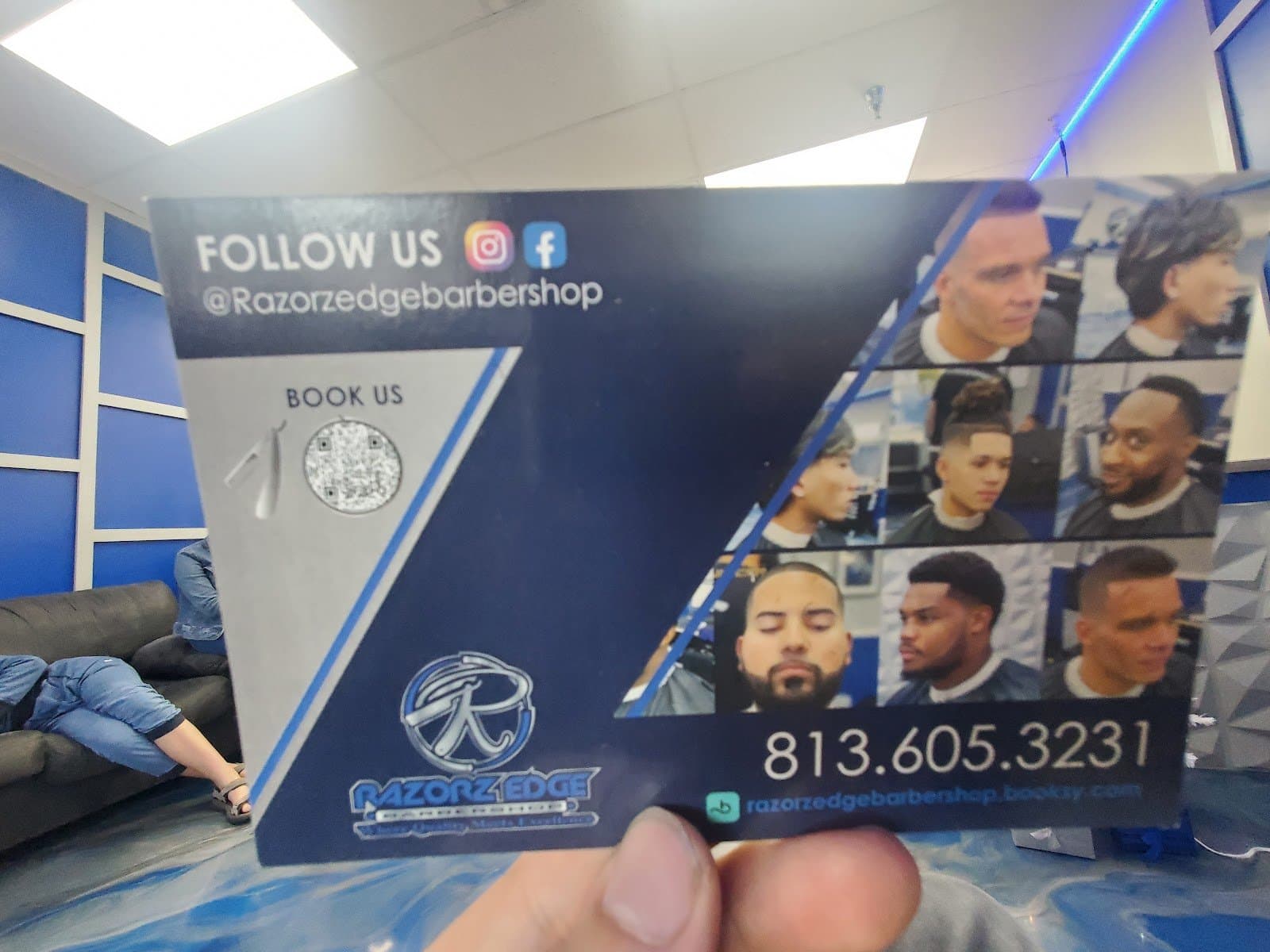 Razorz Edge Barbershop card — @Razorzedgebarbershop, 813.605.3231