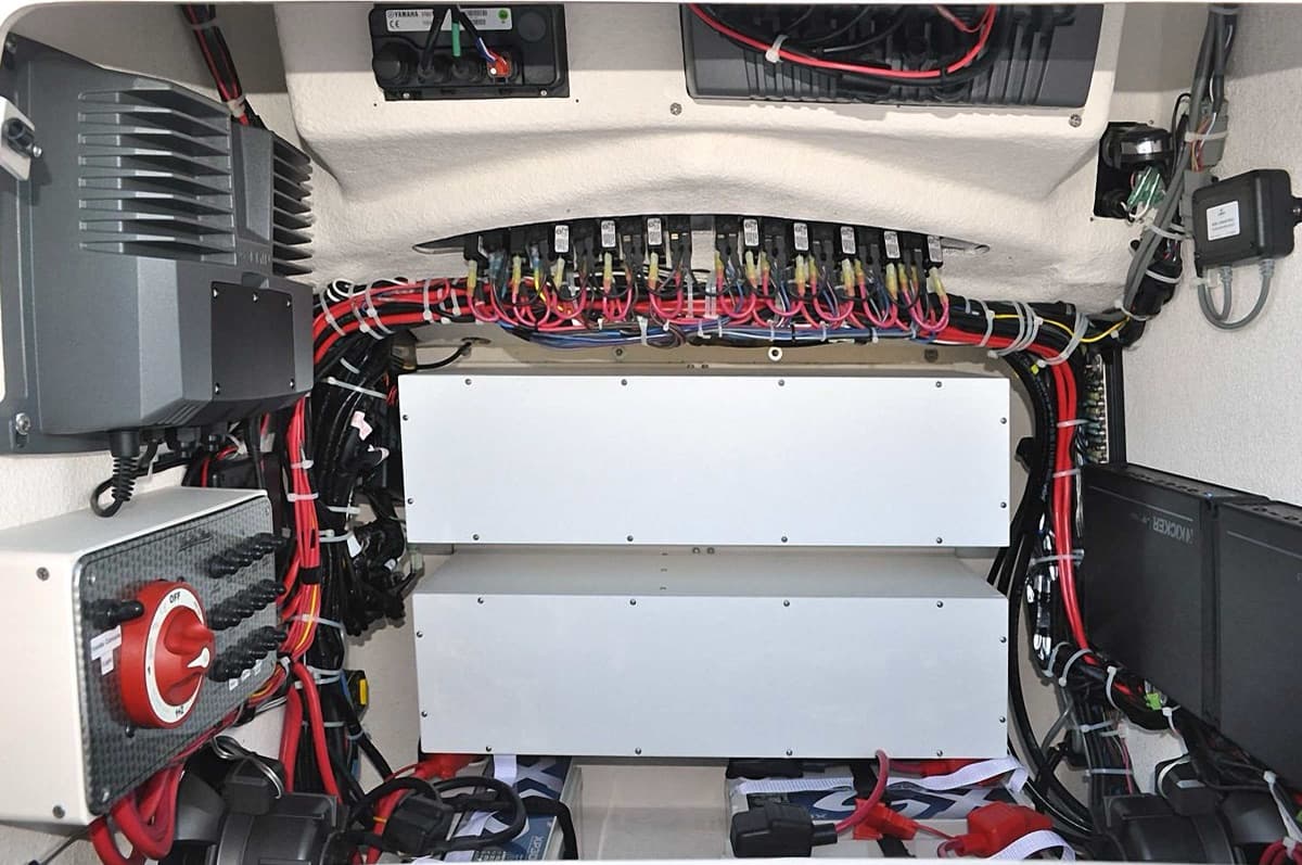 Accessible, labeled electrical system in a Sheaffer boat