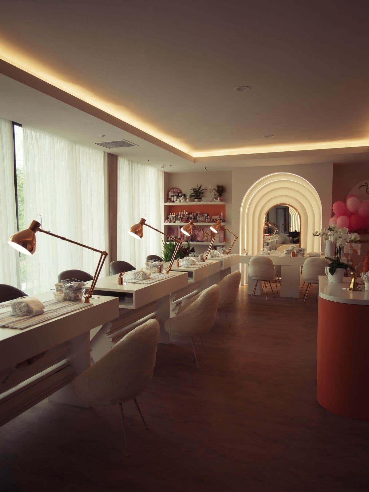 Bright, modern salon interior